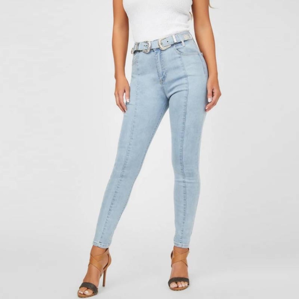 Guess high rise paige belted skinny jeans sz 28